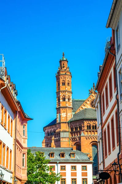 마인츠 대성당 Mainz Cathedral 마르틴 Martin 카톨릭 건물이며 마인츠 중심부에 — 스톡 사진