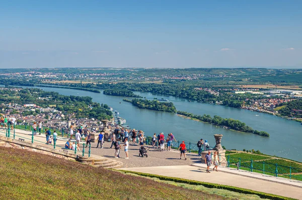 Rudesheim Rhein Alemania Agosto 2019 Gente Turistas Plataforma Visualización Niederwald — Foto de Stock