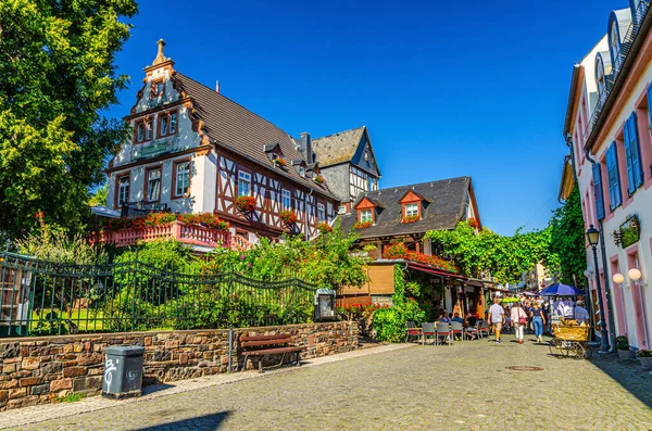 Rudesheim Rhein Germany August 2019 Traditional German Houses Beautiful Art — Stock Photo, Image