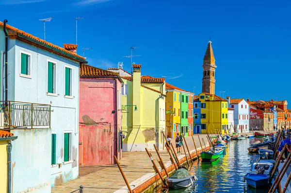 Burano Eiland Met Kleurrijke Huizen Fondamenta Dijk Van Smal Water — Stockfoto