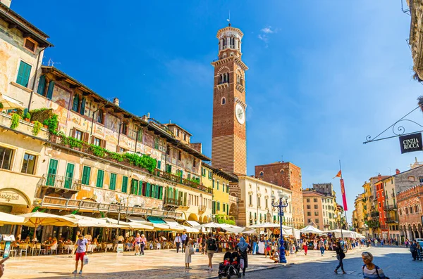 Верона Італія Вересня 2019 Площа Piazza Delle Erbe Історичному Центрі — стокове фото