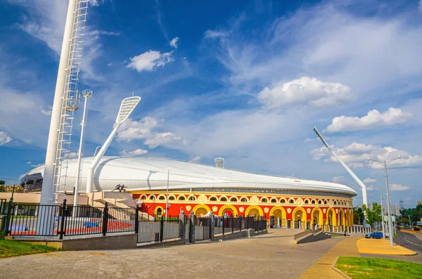 Minsk Belarus Juli 2020 Dinamo Nationaal Olympisch Stadion Met Schijnwerper — Stockfoto