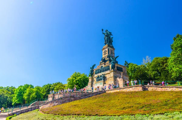 Rudesheim Rhein Németország 2019 Augusztus Niederwalddenkmal Germania Emlékmű Rajna Völgyének — Stock Fotó