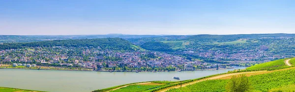 Воздушный Панорамный Вид Реку Рейн Ущелье Верхний Средний Рейн Долины — стоковое фото