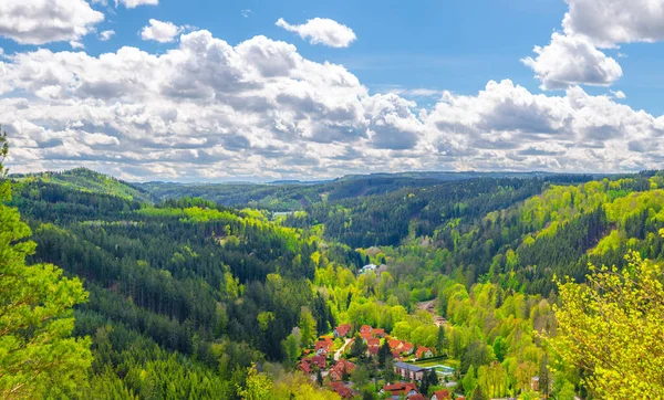 Slavkov Forest Luftaufnahme Mit Kleinem Dorf Bergen Grünen Hügeln Und — Stockfoto