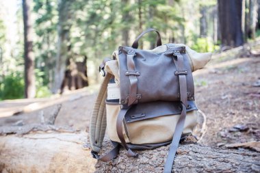 backpack on a stone in a Yosemite national park in California