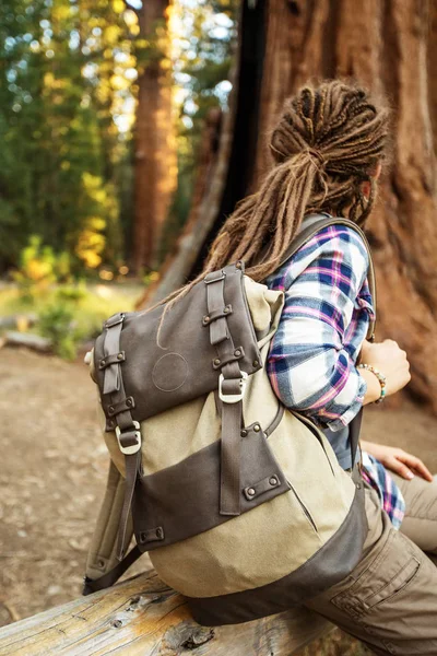 Turista Národním Parku Sequoia Kalifornii Usa — Stock fotografie