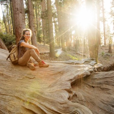 Uzun yürüyüşe çıkan kimse Sequoia national park California, ABD