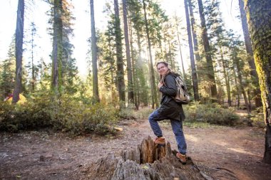 California yakınlarındaki Yosimite Ulusal Parkı 'nda bir kadın.