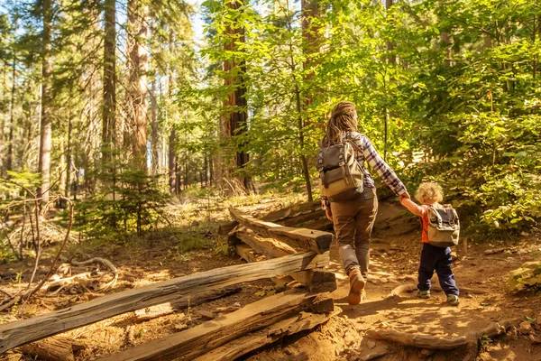 Yürümeye Başlayan Çocuk Annesiyle Ziyaret Yosemite Milli Parkı California Abd — Stok fotoğraf