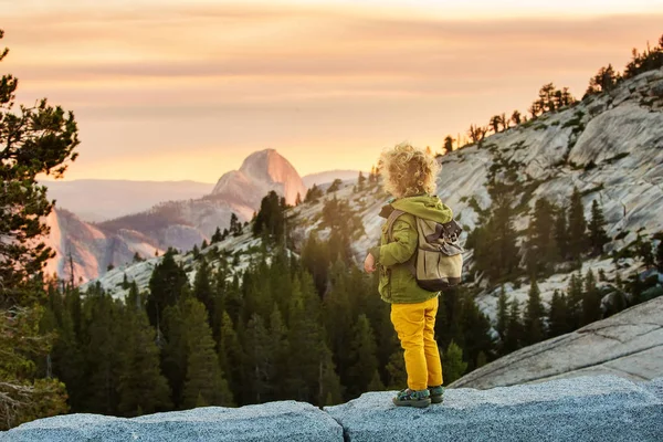 Hiker Toddler Boy Visit Yosemite National Park California — Stock Photo, Image