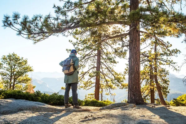 Hiker Mengunjungi Taman Nasional Yosemite California — Stok Foto