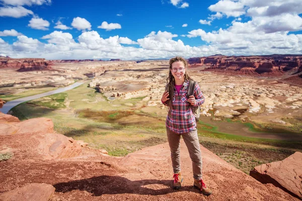 Жінка Подорожує Америки Річці Ріо Колорадо Оглядовий Майданчик — стокове фото