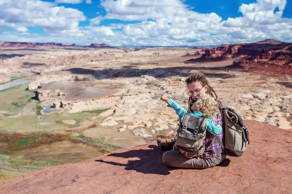 Anne Oğlu Seyahatlerinizde Amerika Colorado Nehri Gözlem Güverte — Stok fotoğraf