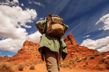 Uzun yürüyüşe çıkan kimse Valley of Gods, ABD