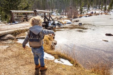Uzun yürüyüşe çıkan kimse ABD Rocky Dağları Milli Parkı içinde