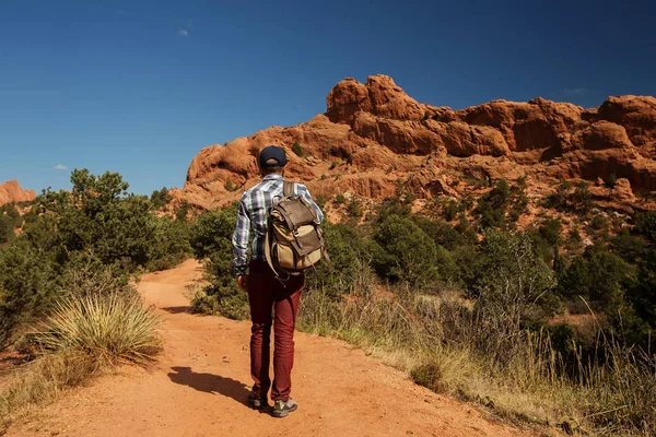 Caminhante Viaja Para América Outono — Fotografia de Stock