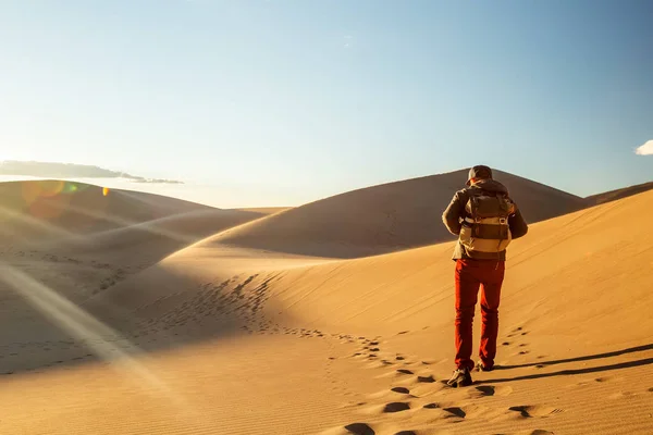 Un turista viajó por el desierto — Foto de Stock