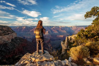 Bir uzun yürüyüşe çıkan kimse Büyük Kanyon Milli Parkı, Güney Rim, Arizona, U '