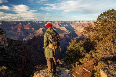 Bir uzun yürüyüşe çıkan kimse Büyük Kanyon Milli Parkı, Güney Rim, Arizona, U '