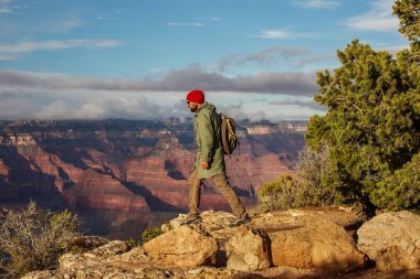 Bir uzun yürüyüşe çıkan kimse Büyük Kanyon Milli Parkı, Güney Rim, Arizona, U '