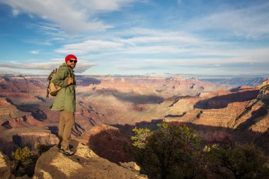 Bir uzun yürüyüşe çıkan kimse Büyük Kanyon Milli Parkı, Güney Rim, Arizona, U '