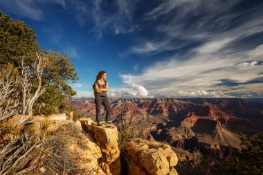 Bir uzun yürüyüşe çıkan kimse Büyük Kanyon Milli Parkı, Güney Rim, Arizona, U '