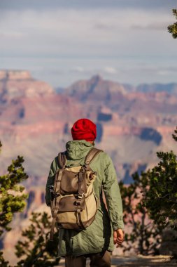 Bir uzun yürüyüşe çıkan kimse Büyük Kanyon Milli Parkı, Güney Rim, Arizona, U '