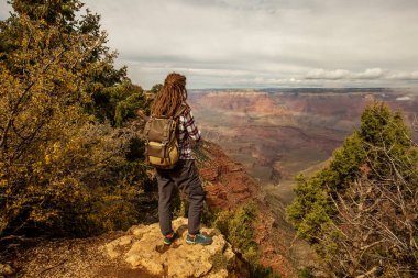 Bir uzun yürüyüşe çıkan kimse Büyük Kanyon Milli Parkı, Güney Rim, Arizona, U '