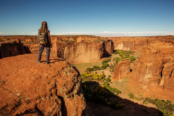 Kanyon de Chelly Ulusal Anıtı'nda bir yürüyüşçü