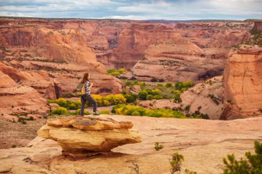 Kanyon de Chelly Ulusal Anıtı'nda bir yürüyüşçü