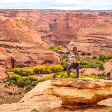 Kanyon de Chelly Ulusal Anıtı'nda bir yürüyüşçü