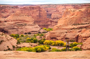 Kanyon de Chelly Ulusal Anıtı'nda bir yürüyüşçü