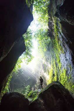 Bali, Endonezya'da ormanda bir kadın 