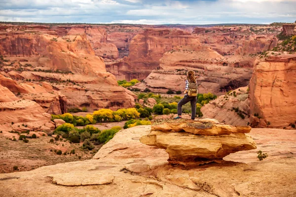 Kanyon de Chelly Ulusal Anıtı'nda bir yürüyüşçü