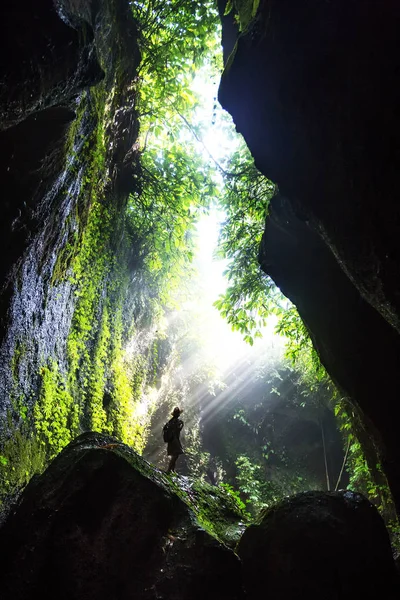 Bali, Endonezya'da ormanda bir kadın 
