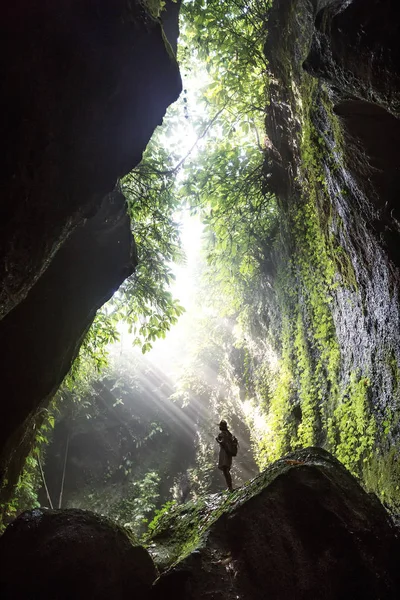 Woman in jungle on Bali, Indonesia  — kuvapankkivalokuva