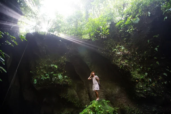 Woman in jungle on Bali, Indonesia  — Stok Foto