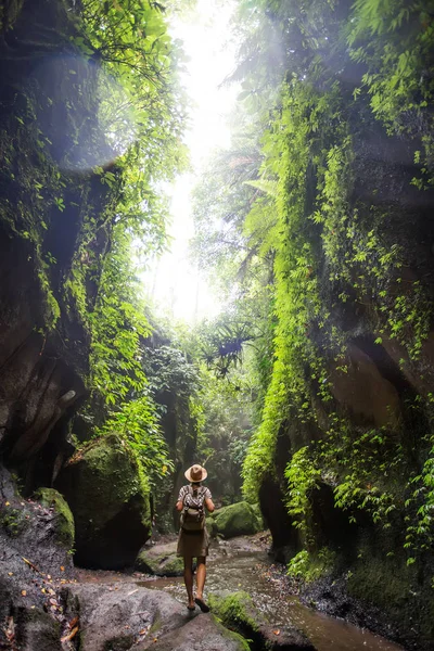 Bali, Endonezya'da ormanda bir kadın 
