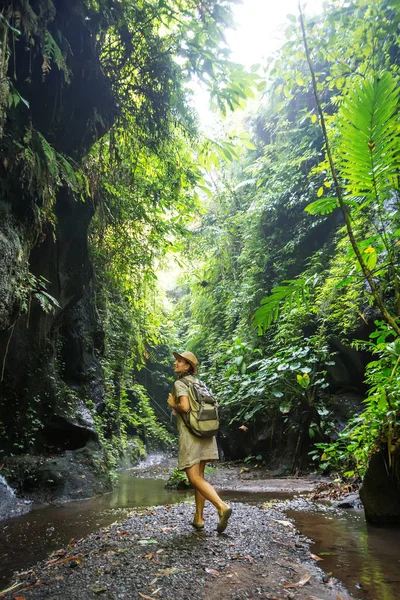 Bali, Endonezya'da ormanda bir kadın 
