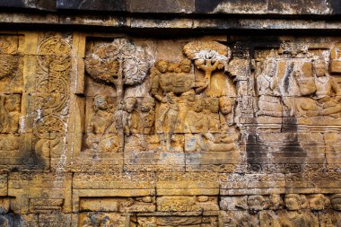 Borobudur Tapınağı 'nın duvarına kazı, Java, Endonezya