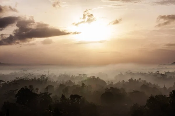 Matahari Terbit Candi Borobudur Jawa Bali — Stok Foto