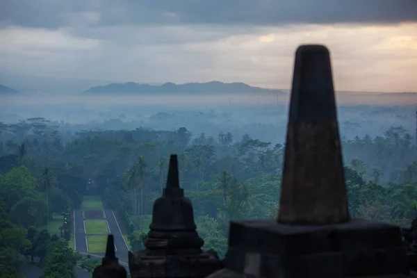 Nascer Sol Templo Borobudur Java Bali — Fotografia de Stock