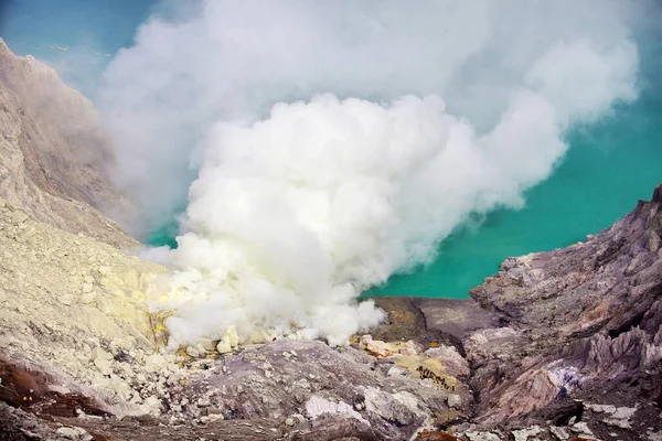 All Interno Del Vulcano Ijen Giava Indonesia — Foto Stock