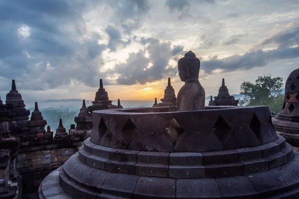 Matahari Terbit Candi Borobudur Jawa Bali — Stok Foto