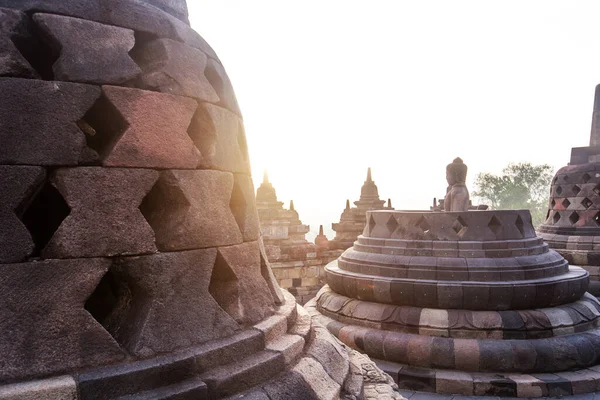 Wschód Słońca Świątyni Borobudur Java Bali — Zdjęcie stockowe