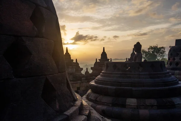 Matahari Terbit Candi Borobudur Jawa Bali — Stok Foto