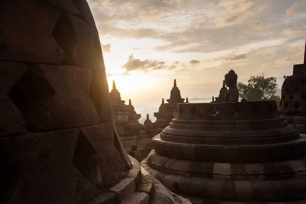 Matahari Terbit Candi Borobudur Jawa Bali — Stok Foto