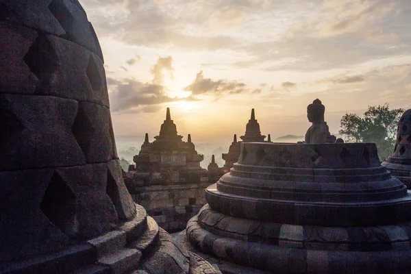 Matahari Terbit Candi Borobudur Jawa Bali — Stok Foto