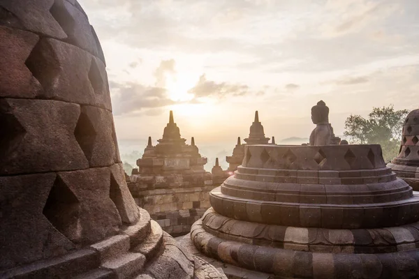 Matahari Terbit Candi Borobudur Jawa Bali — Stok Foto